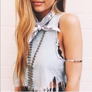 Carmar Denim Frayed crop tank